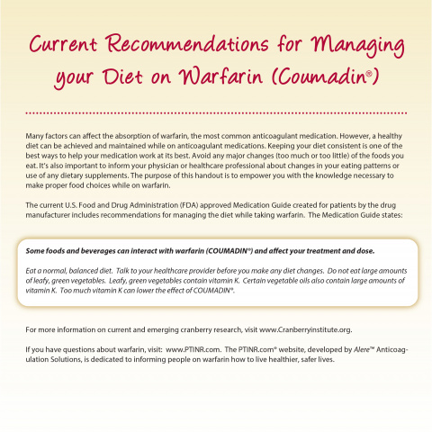 Current Recommendations for Managing your Diet While on Warfarin